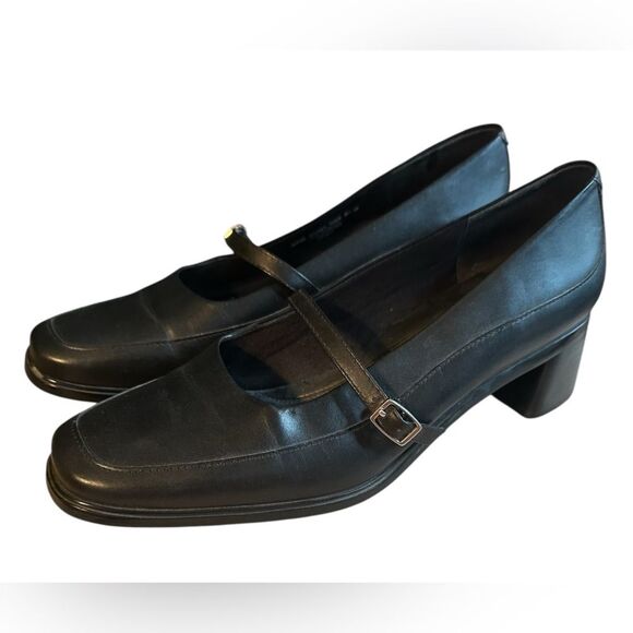 ROCKPORT Womens Black Leather Mary JaneChunky Block Heel Pumps. Size 8.5. EUC - Picture 3 of 8